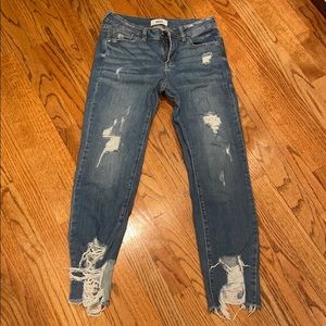 Straight leg ripped denim jeans